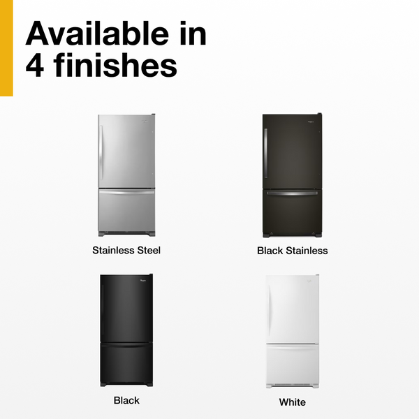 Whirlpool 22.1-cu ft Standard-Depth Bottom-Freezer Refrigerator with Ice Maker ( Fingerprint Resistant Black Stainless ) ENERGY STAR Certified