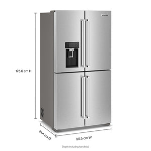 KitchenAid Counter-Depth 19.4-cu ft 4 -Door French Door Refrigerator with Ice Maker with Water and Ice Dispenser ( Fingerprint Resistant Stainless Steel ) ENERGY STAR Certified