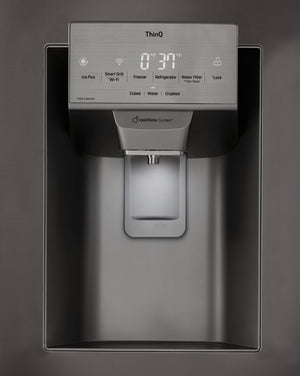 LG Standard-Depth 27.7-cu ft 3 -Door Smart Compatible French Door Refrigerator with Ice Maker with Water and Ice Dispenser ( Printproof Black Stainless Steel ) ENERGY STAR Certified