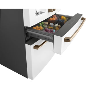 Cafe Standard-Depth 27.8-cu ft 4 -Door Smart Compatible French Door Refrigerator with Ice Maker with Water and Ice Dispenser ( Matte White ) ENERGY STAR Certified