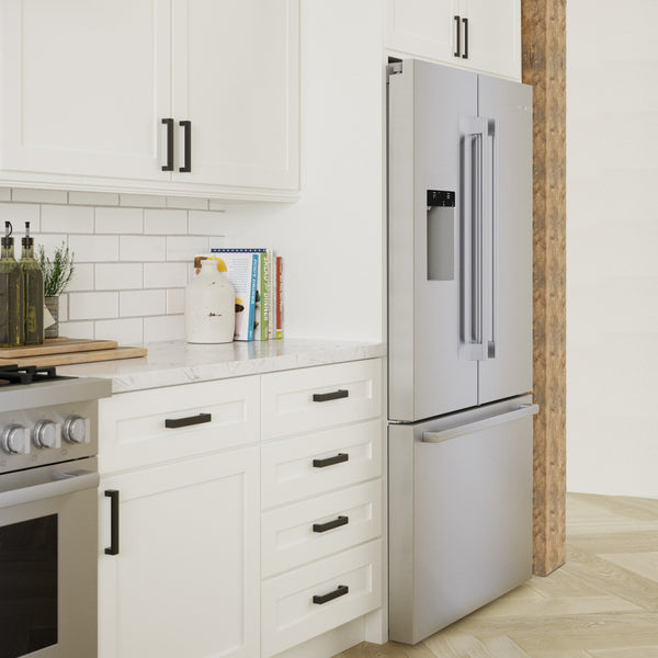 Bosch Counter-Depth 500 Series 21.6-cu ft 3 -Door Smart Compatible French Door Refrigerator with Ice Maker with Water and Ice Dispenser ( Stainless Steel ) ENERGY STAR Certified