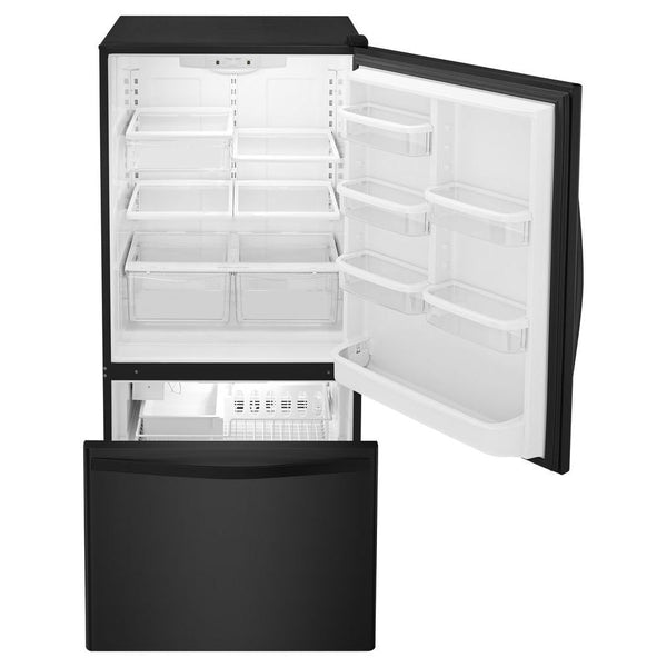 Whirlpool 18.7-cu ft Standard-Depth Bottom-Freezer Refrigerator with Ice Maker ( Black ) ENERGY STAR Certified