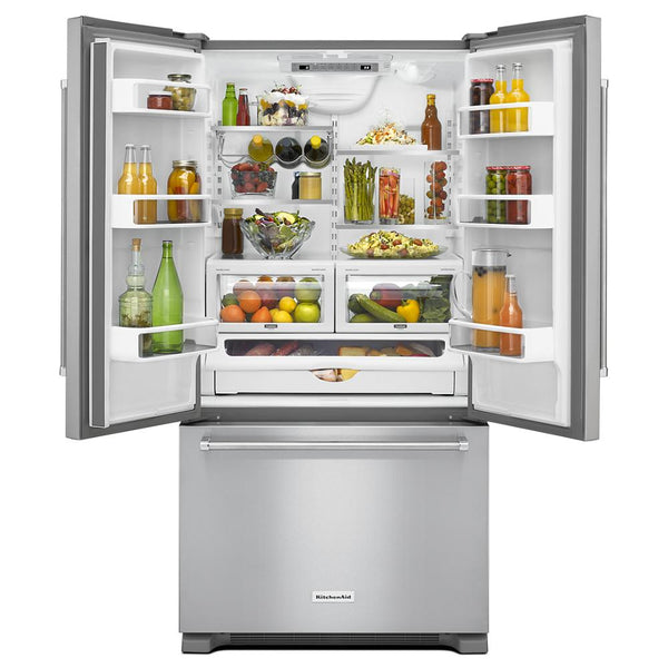 KitchenAid Counter-Depth 21.9000-cu ft 3 -Door French Door Refrigerator with Ice Maker with Water Dispenser ( Stainless steel )