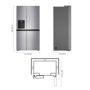 LG 23-cu ft Counter-Depth Side-by-Side Refrigerator with Ice Maker ,Water and Ice Dispenser ( Stainless Steel )