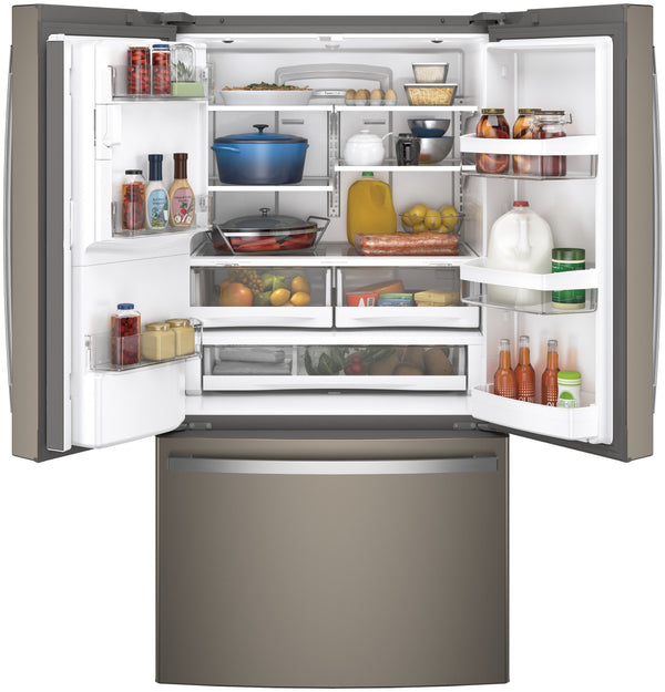 GE Standard-Depth 27.8-cu ft 3 -Door French Door Refrigerator with Ice Maker with Water and Ice Dispenser ( Slate ) ENERGY STAR Certified