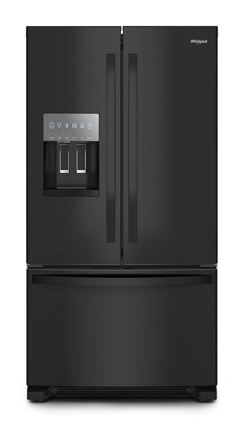 Whirlpool Standard-Depth 24.7-cu ft 3 -Door French Door Refrigerator with Ice Maker with Water and Ice Dispenser ( Black ) ENERGY STAR Certified