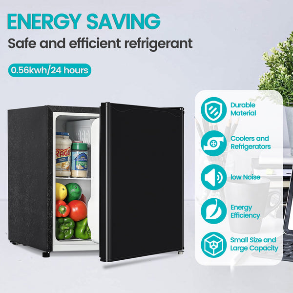 Jeremy Cass 1.6-cu ft Mini Fridge with Freezer ( Black ) ENERGY STAR