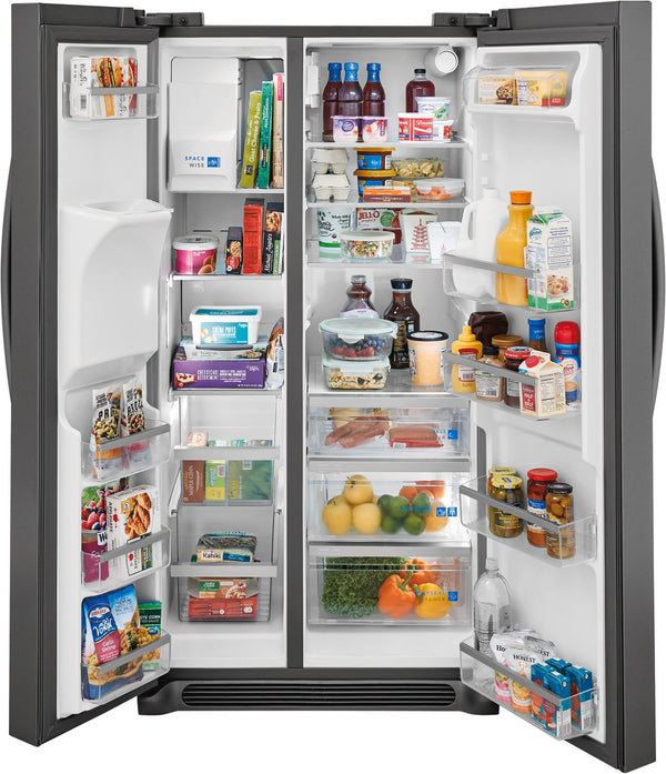 Frigidaire Gallery 25.6-cu ft Side-by-Side Refrigerator with Ice Maker ,Water and Ice Dispenser ( Fingerprint Resistant Black Stainless Steel ) ENERGY STAR Certified