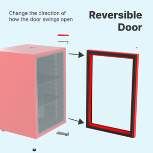 SnowLion Premium 69L Beverage Glass Door 2.4-cu ft Mini Fridge ( Red ) Garage Ready