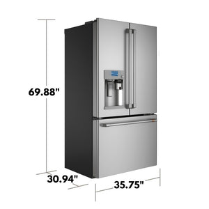 Cafe Counter-Depth Keurig K-Cup Brewing 22.2-cu ft 3 -Door Smart Compatible French Door Refrigerator with Ice Maker with Water and Ice Dispenser ( Stainless Steel ) ENERGY STAR Certified