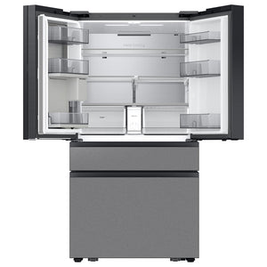 Samsung Bespoke Standard-Depth 28.6-cu ft 4 -Door Smart Compatible French Door Refrigerator with Dual Ice Maker with Water Dispenser and Door within Door ( Charcoal Glass Top with Stainless Steel Bottom Panels ) ENERGY STAR Certified