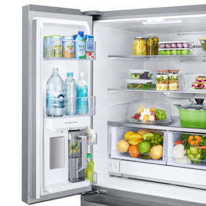 Samsung Standard-Depth Inner Beverage Center 24.5-cu ft 3 -Door Smart Compatible French Door Refrigerator with Dual Ice Maker with Water Dispenser ( Fingerprint Resistant Stainless Steel ) ENERGY STAR Certified