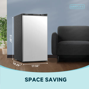 SIMZLIFE 3.2-cu ft Mini Fridge with Freezer ( Silver ) Garage Ready
