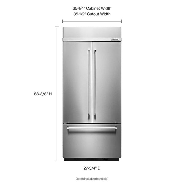 KitchenAid Standard-Depth 20.8-cu ft 3 -Door Built-In French Door Refrigerator with Ice Maker ( Stainless steel )