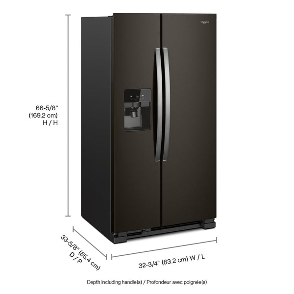 Whirlpool In-Door Can Caddy 21.4-cu ft Side-by-Side Refrigerator with Ice Maker ,Water and Ice Dispenser ( Fingerprint Resistant Black Stainless )
