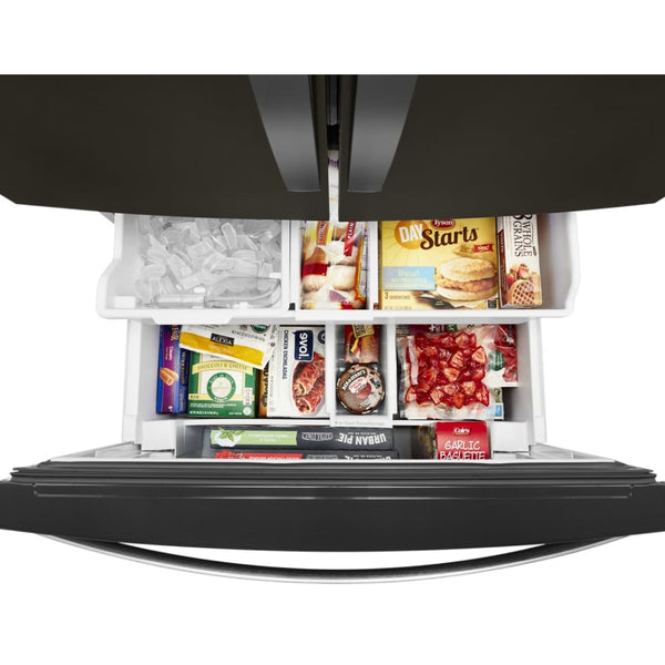 Whirlpool Standard-Depth 26.8-cu ft 3 -Door French Door Refrigerator with Dual Ice Maker with Water and Ice Dispenser ( Fingerprint Resistant Black Stainless ) ENERGY STAR Certified