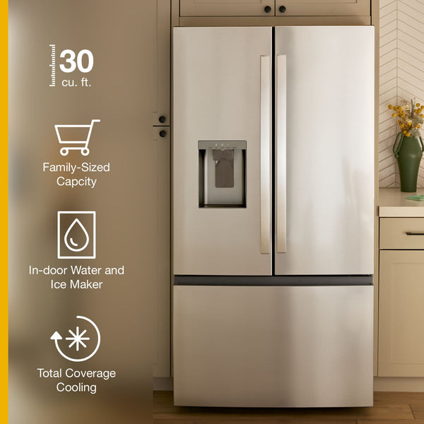 Whirlpool Standard-Depth 29.58-cu ft 3 -Door French Door Refrigerator with Ice Maker with Water and Ice Dispenser ( White ) ENERGY STAR Certified