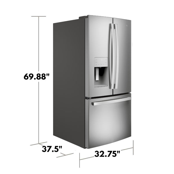 GE Standard-Depth 23.7-cu ft 3 -Door French Door Refrigerator with Ice Maker with Water and Ice Dispenser ( Stainless Steel ) ENERGY STAR Certified