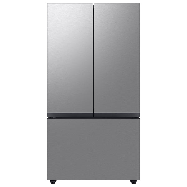 Samsung Bespoke Counter-Depth 24-cu ft 3 -Door Smart Compatible French Door Refrigerator with Dual Ice Maker with Water Dispenser ( Stainless Steel - All Panels ) ENERGY STAR Certified