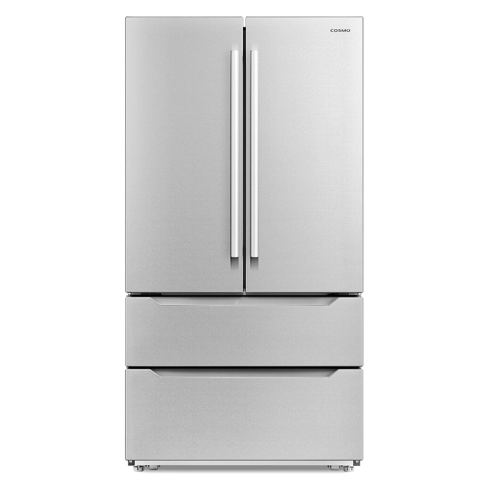 Cosmo Counter-Depth 22.5-cu ft 4 -Door French Door Refrigerator with Ice Maker ( Stainless Steel ) ENERGY STAR Certified