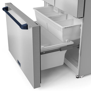 Thor Kitchen Counter-Depth Gordon Ramsay Series 20.3-cu ft 3 -Door French Door Refrigerator with Ice Maker with Ice Dispenser ( Stainless Steel with Navy Accents ) ENERGY STAR Certified