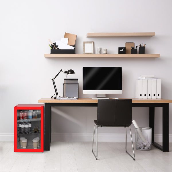 SnowLion Premium 69L Beverage Glass Door 2.4-cu ft Mini Fridge ( Red ) Garage Ready