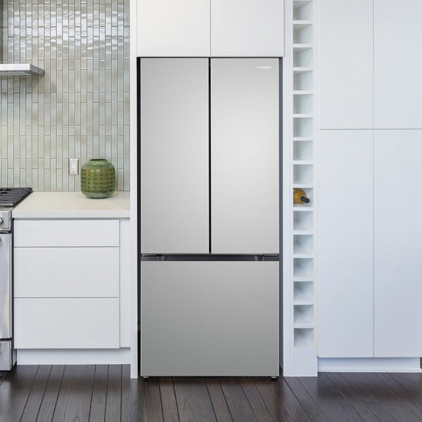 Cosmo Counter-Depth 17.5-cu ft 3 -Door French Door Refrigerator with Ice Maker ( Stainless Steel ) ENERGY STAR Certified