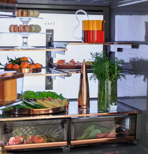 Cafe Counter-Depth 23.2-cu ft 4 -Door Smart Compatible French Door Refrigerator with Ice Maker with Water Dispenser ( Matte Black ) ENERGY STAR Certified