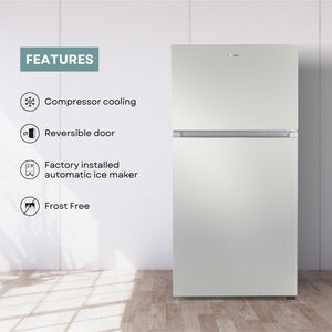 ConServ Reversible Door with Built-in Ice Maker 21-cu ft Top-Freezer Refrigerator with Ice Maker ( Stainless ) ENERGY STAR Certified