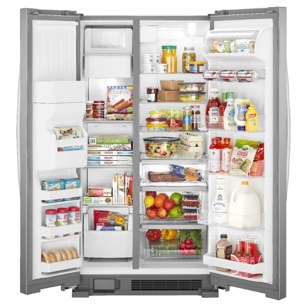 Whirlpool In Door Can Caddy 21.4-cu ft Side-by-Side Refrigerator with Ice Maker ,Water and Ice Dispenser ( Fingerprint Resistant Stainless Steel )