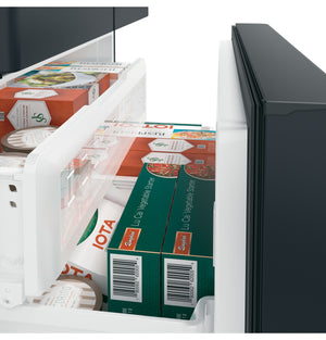 Cafe Counter-Depth 22.2-cu ft 3 -Door Smart Compatible French Door Refrigerator with Ice Maker with Water and Ice Dispenser ( Matte Black ) ENERGY STAR Certified