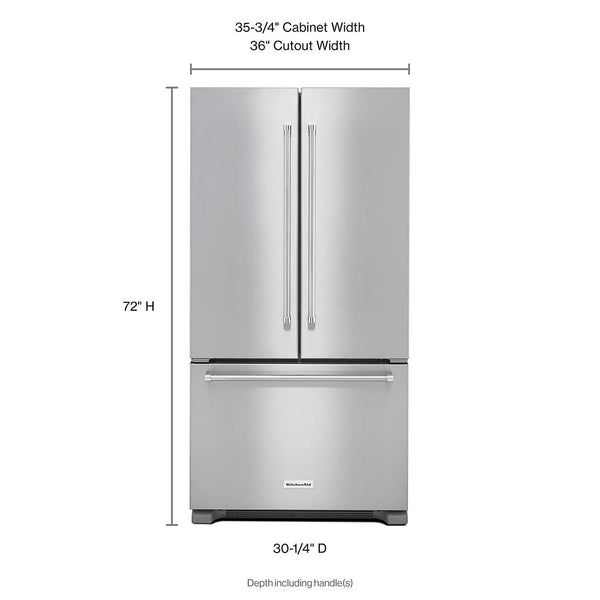 KitchenAid Counter-Depth 21.9000-cu ft 3 -Door French Door Refrigerator with Ice Maker with Water Dispenser ( Stainless steel )