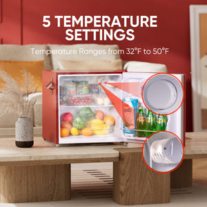 Upstreman 1.7-cu ft Retro Mini Fridge(Red)ENERGY STAR