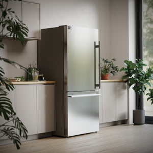 FORNO Milano Espresso 17.2-cu ft Counter-Depth Bottom-Freezer Refrigerator with Ice Maker ( Stainless steel ) ENERGY STAR Certified