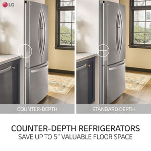 LG Counter-Depth MAX 26.5-cu ft 3 -Door Smart Compatible French Door Refrigerator with Ice Maker with Water Dispenser ( Stainless Steel ) ENERGY STAR Certified
