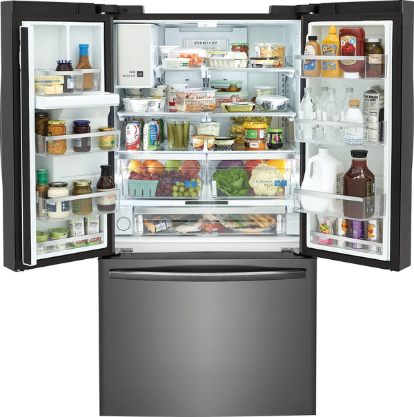 Frigidaire Gallery Standard-Depth 27.8-cu ft 3 -Door French Door Refrigerator with Dual Ice Maker with Water and Ice Dispenser ( Fingerprint Resistant Black Stainless Steel ) ENERGY STAR Certified