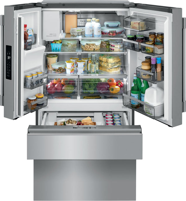 Frigidaire Professional Counter-Depth 21.4-cu ft 4 -Door French Door Refrigerator with Dual Ice Maker with Water and Ice Dispenser ( Smudge-Proof Stainless Steel ) ENERGY STAR Certified