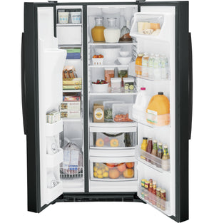 GE 23-cu ft Side-by-Side Refrigerator with Ice Maker ,Water and Ice Dispenser ( Black )