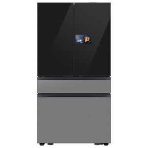 Samsung Bespoke Standard-Depth 28.6-cu ft 4 -Door Smart Compatible French Door Refrigerator with Dual Ice Maker with Water Dispenser and Door within Door ( Charcoal Glass Top with Stainless Steel Bottom Panels ) ENERGY STAR Certified
