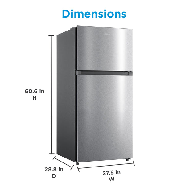 Midea Fingerprint Resistant 14.2-cu ft Counter-Depth Top-Freezer Refrigerator ( Stainless Steel ) Garage Ready ENERGY STAR Certified