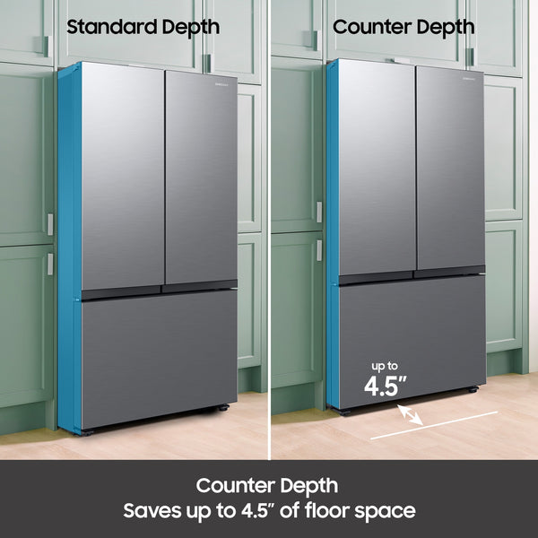 Samsung Counter-Depth Mega Capacity 27-cu ft 3 -Door Smart Compatible French Door Refrigerator with Dual Ice Maker ( Fingerprint Resistant Stainless Look ) ENERGY STAR Certified