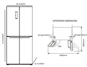 Impecca Counter-Depth 14.9-cu ft 4 -Door Built-In French Door Refrigerator ( Stainless steel )