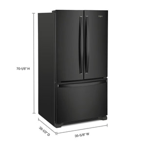 Whirlpool Standard-Depth 25.2-cu ft 3 -Door French Door Refrigerator with Ice Maker ( Black ) ENERGY STAR Certified