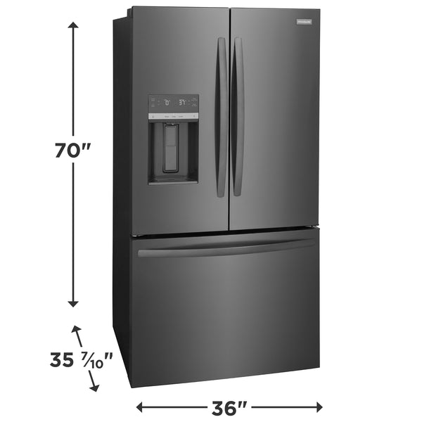 Frigidaire Standard-Depth 27.8-cu ft 3 -Door French Door Refrigerator with Ice Maker with Water and Ice Dispenser ( Black Stainless Steel ) ENERGY STAR Certified