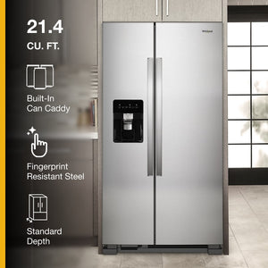 Whirlpool In Door Can Caddy 21.4-cu ft Side-by-Side Refrigerator with Ice Maker ,Water and Ice Dispenser ( Fingerprint Resistant Stainless Steel )