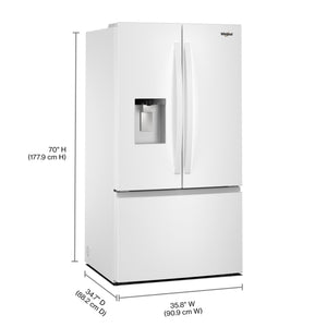 Whirlpool Standard-Depth 29.58-cu ft 3 -Door French Door Refrigerator with Ice Maker with Water and Ice Dispenser ( White ) ENERGY STAR Certified