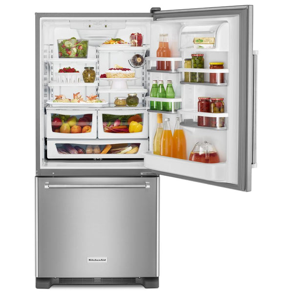 KitchenAid 18.67-cu ft Standard-Depth Bottom-Freezer Refrigerator Ice Maker Optional (sold separately) ( Stainless steel ) ENERGY STAR Certified