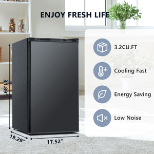 Euhomy  3.2 Cu.Ft Single Door Black Mini Fridge with Freezer