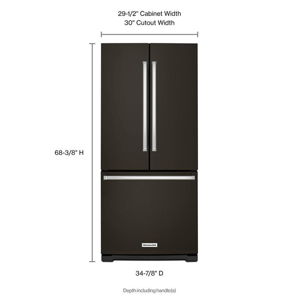 KitchenAid Standard-Depth 19.7-Cu. Feet 3 -Door French Door Refrigerator with Ice Maker with water dispenser ( Black Stainless Steel with PRINTSHIELD Finish )