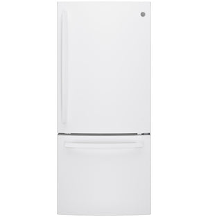 GE 20.9-cu ft Standard-Depth Bottom-Freezer Refrigerator with Ice Maker ( White ) ENERGY STAR Certified
